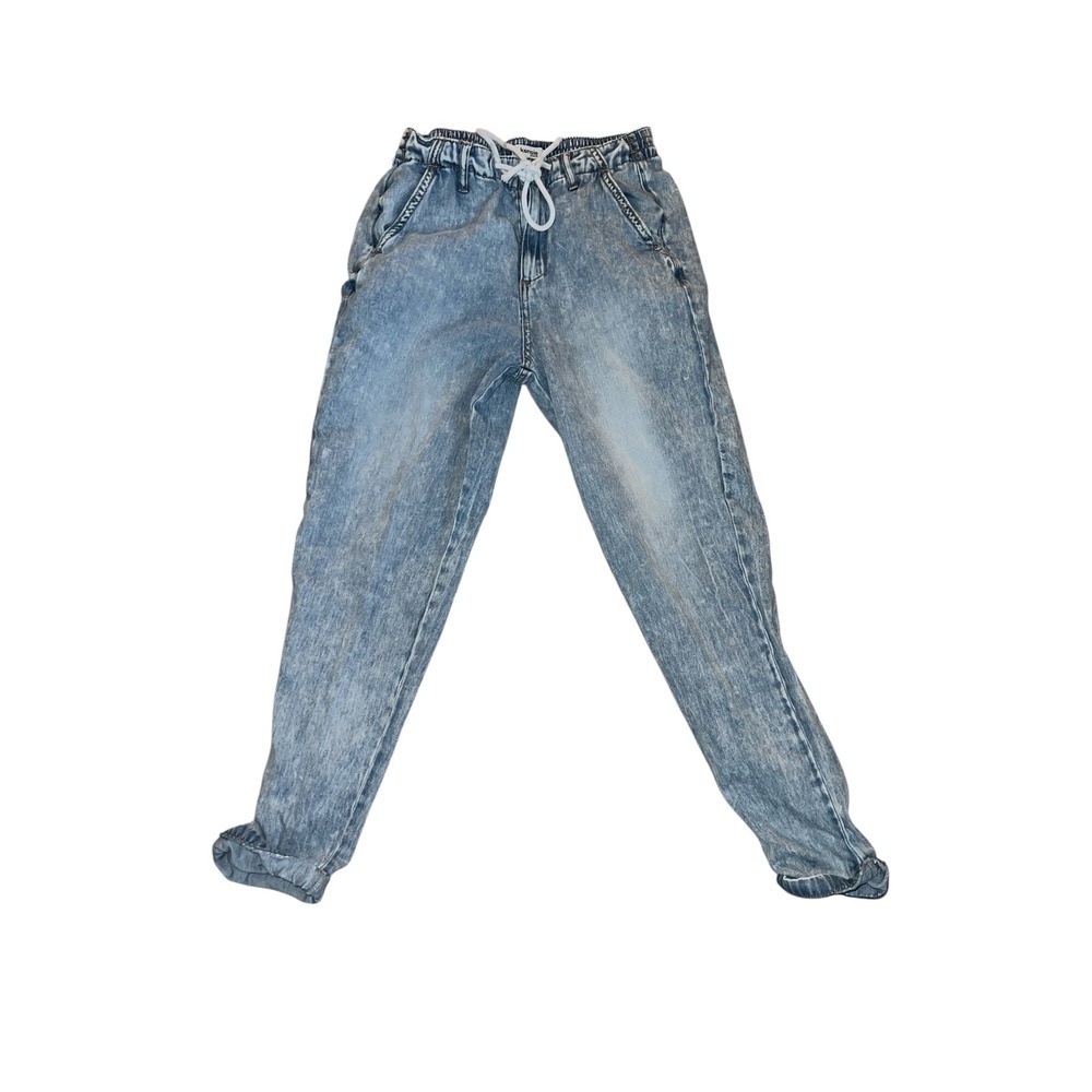 Kensie Sandblasted Jogger Jeans Sz 4 | Drawstring Waist Y2K 90s Casual Denim